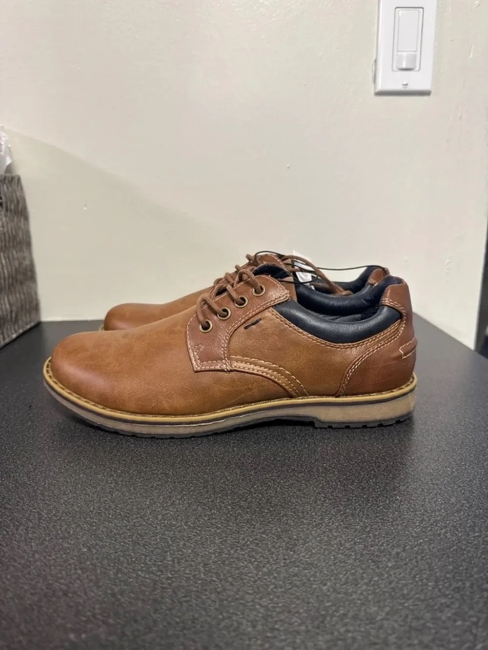 Men's Casual Leather Lace-Up Shoes - Brown